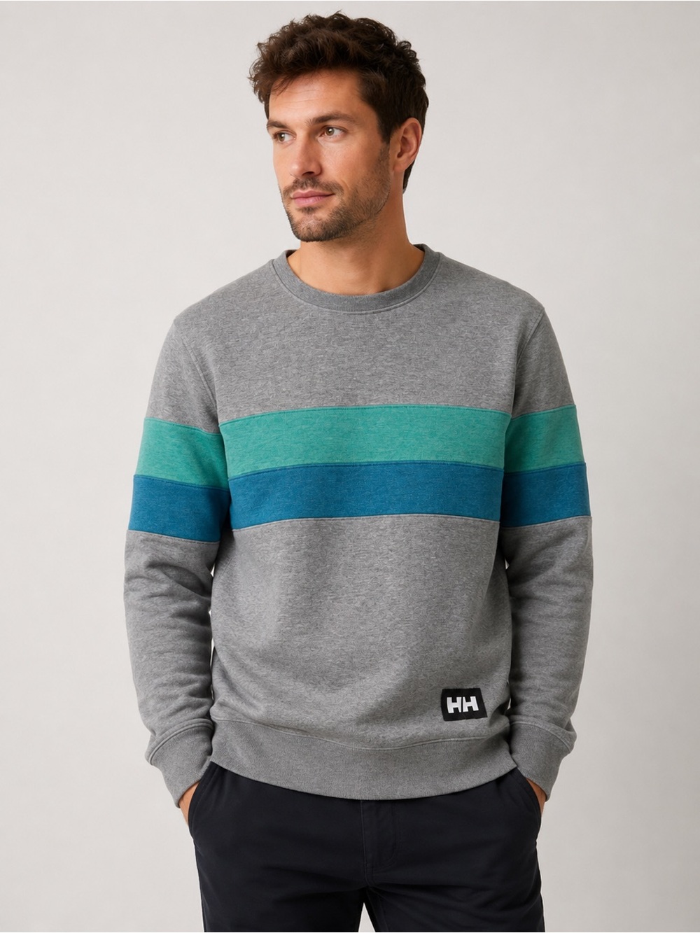 Helly Hansen Grey Color Block Fleece Crewneck Sweatshirt Men’s Medium